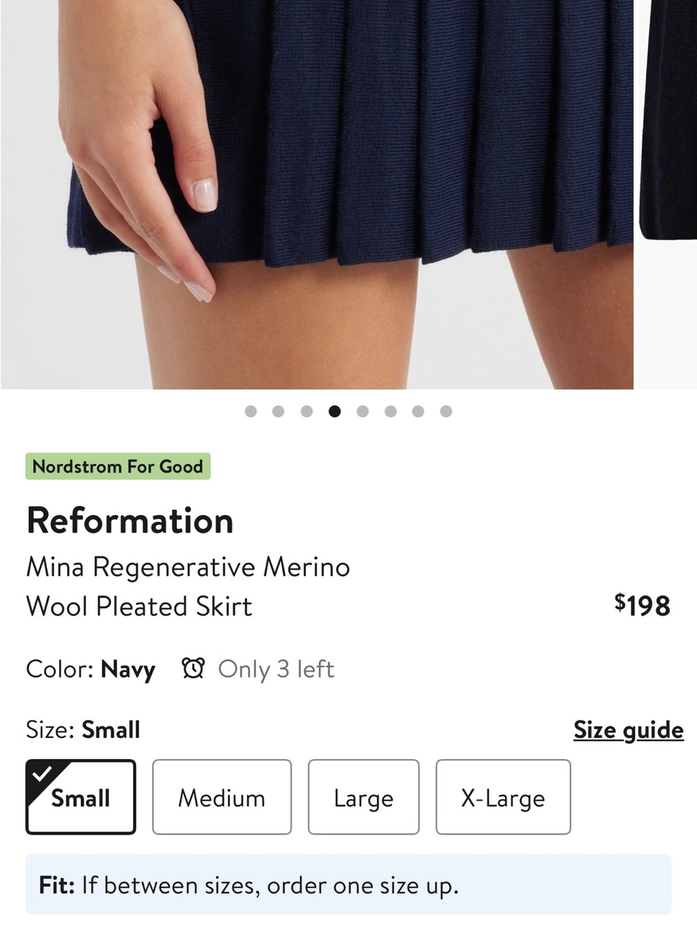 Reformation Navy Pleated Skirt